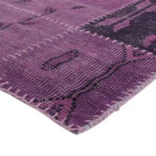 Tapis Antic Laine Art patchwork violet en laine