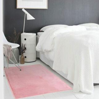 Tapis chambre descente de lit rose poudré extra doux