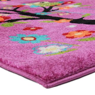 Tapis enfant Fuji chouettes rose 