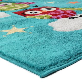 Tapis enfant Fuji chouettes bleu