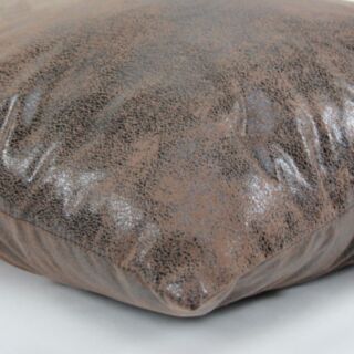 Coussin Havane marron aspect cuir vintage