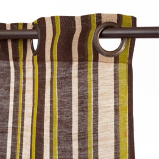 Rideau Vegetal Baya en jute coton (150x250cm) rayures vert marron - ambiance